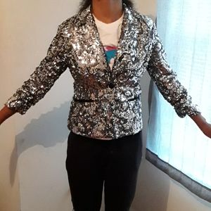 Silver Sequin Blazer